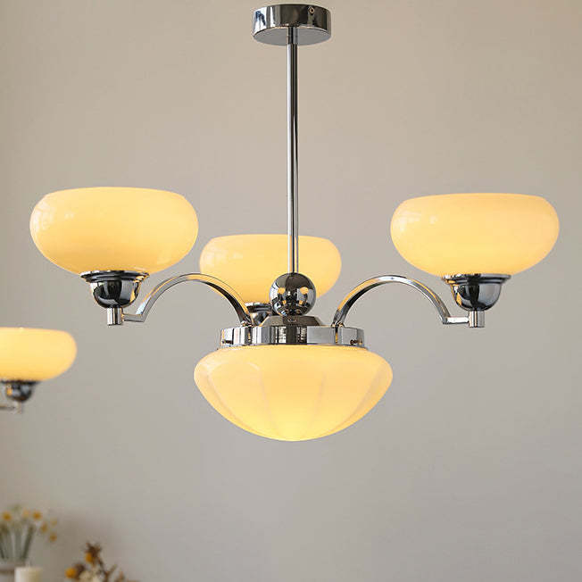 French Glass Metal Curved Branch Chandelier