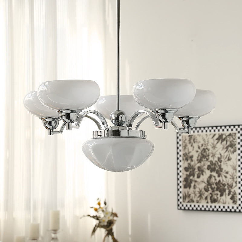 French Glass Metal Curved Branch Chandelier