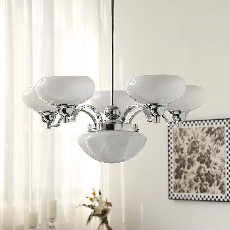 French Glass Metal Curved Branch Chandelier