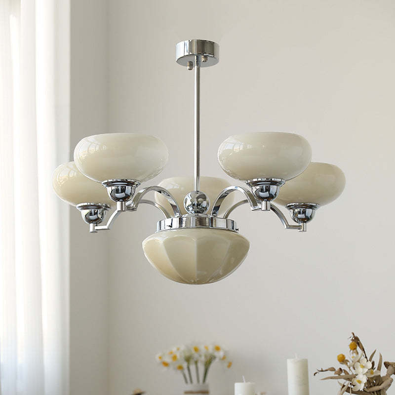 French Glass Metal Curved Branch Chandelier