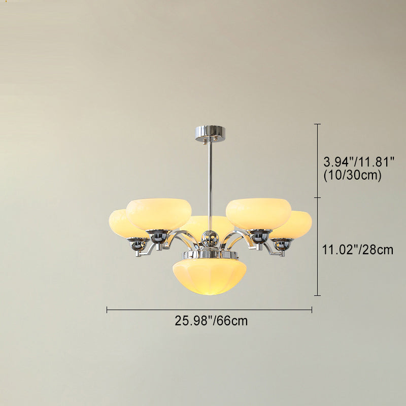French Glass Metal Curved Branch Chandelier