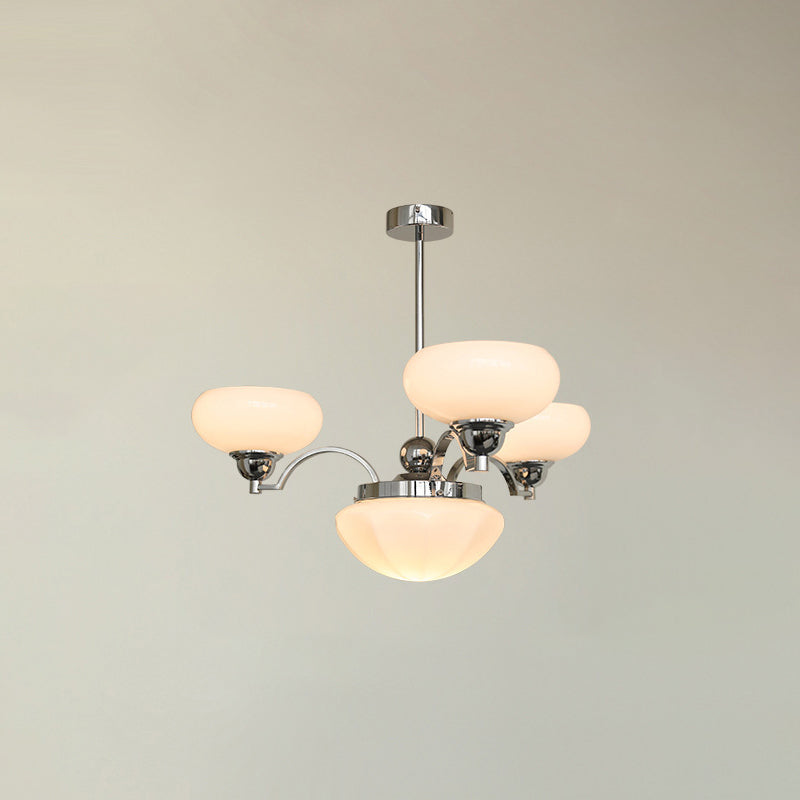 French Glass Metal Curved Branch Chandelier
