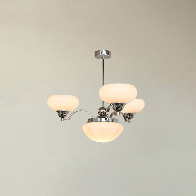 French Glass Metal Curved Branch Chandelier