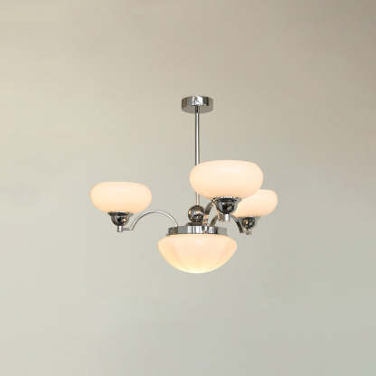 French Glass Metal Curved Branch Chandelier