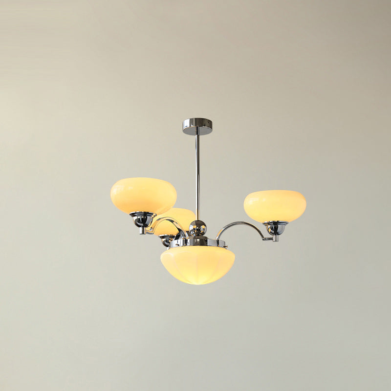 French Glass Metal Curved Branch Chandelier