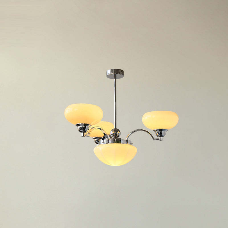 French Glass Metal Curved Branch Chandelier