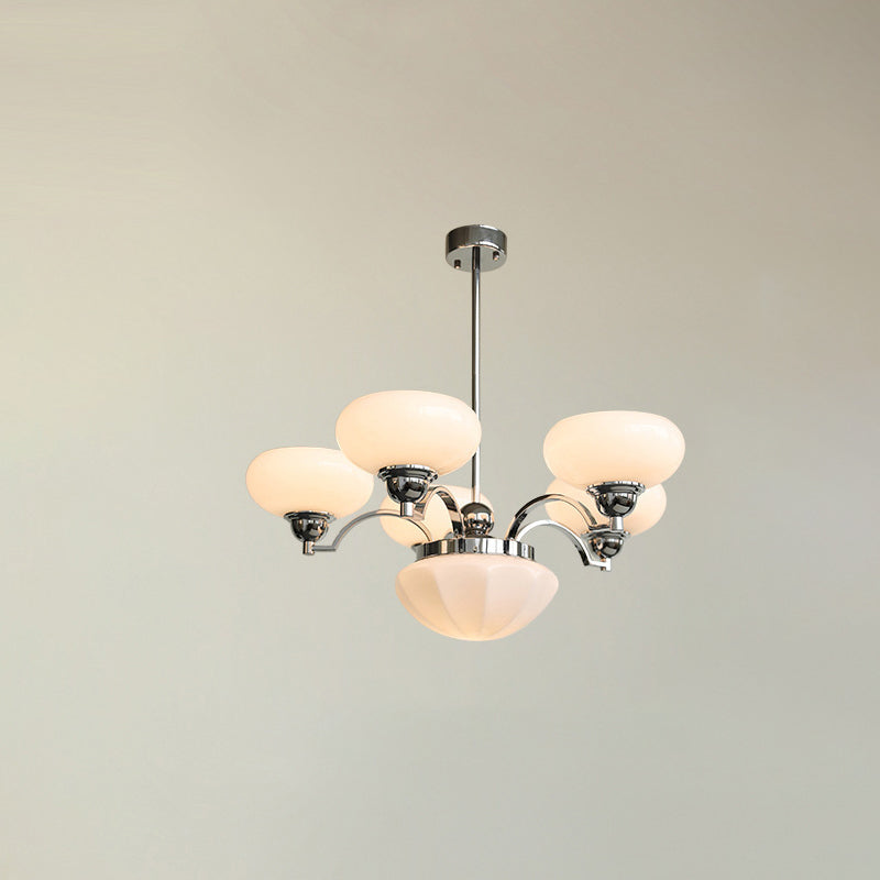 French Glass Metal Curved Branch Chandelier