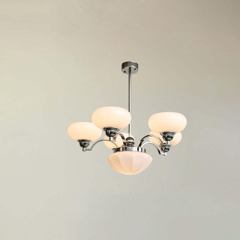 French Glass Metal Curved Branch Chandelier
