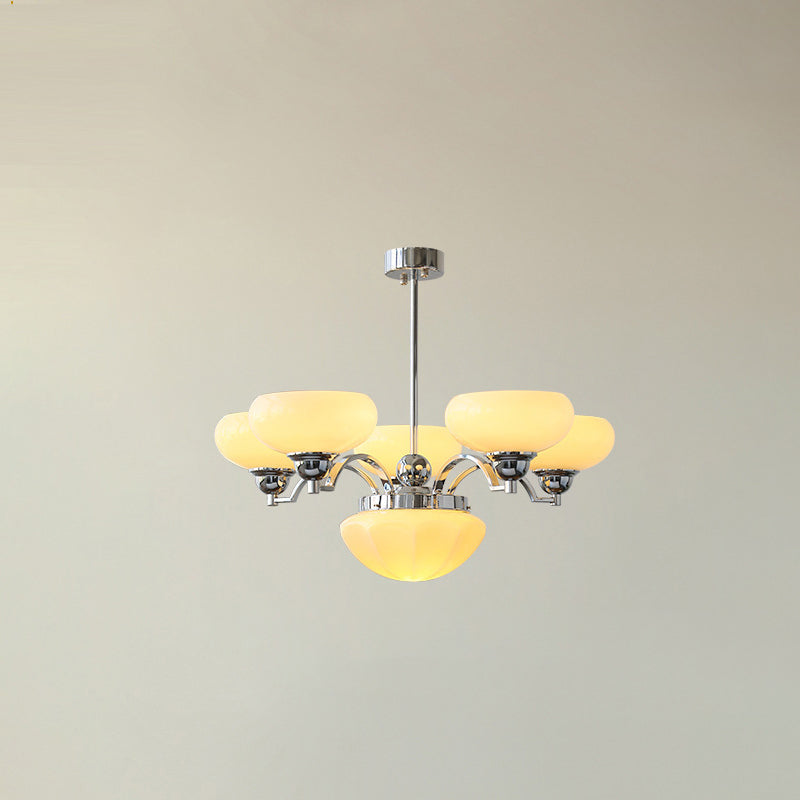 French Glass Metal Curved Branch Chandelier