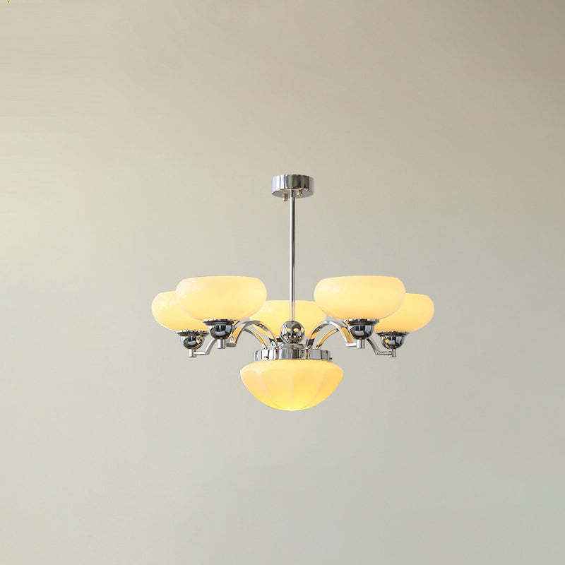 French Glass Metal Curved Branch Chandelier