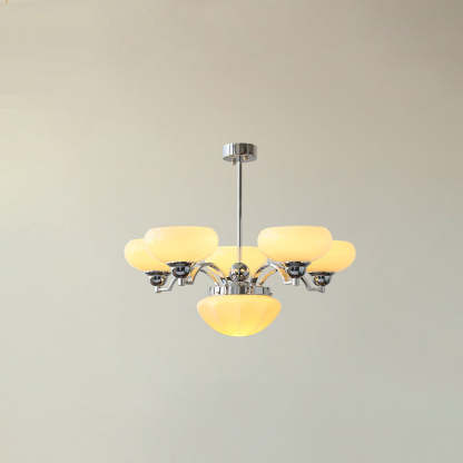 French Glass Metal Curved Branch Chandelier