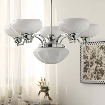 French Glass Metal Curved Branch Chandelier