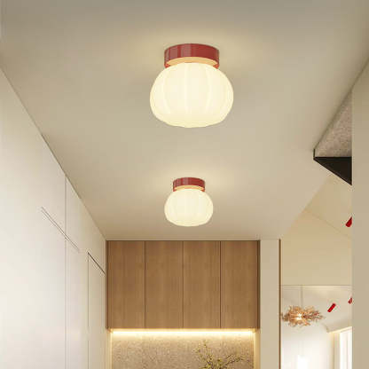 Minimalist Iron Pumpkin LED Ceiling Light — Exposed Style - Beige / 220V-240V For UK/AU / Infinitely Dimmable