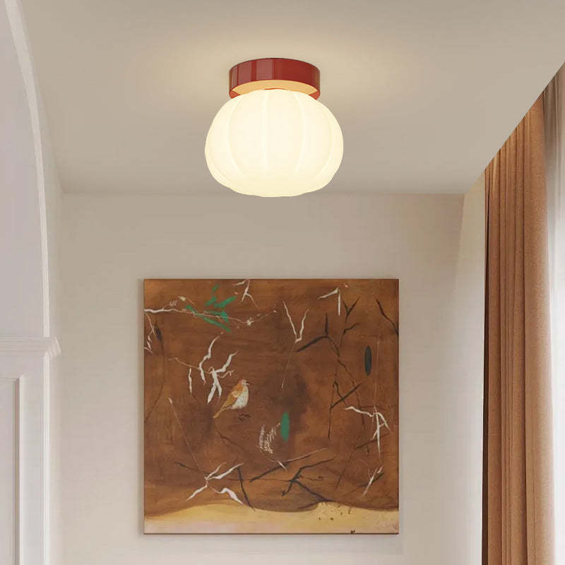 Minimalist Iron Pumpkin LED Ceiling Light — Concealed Style - Red / 220V-240V For UK/AU / Infinitely Dimmable