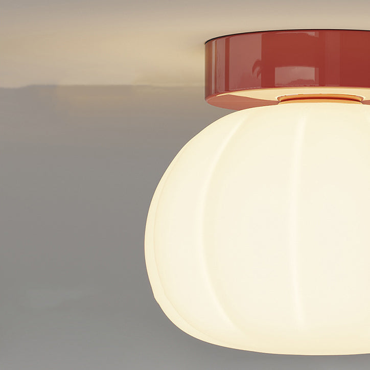 Minimalist Iron Pumpkin LED Ceiling Light — Concealed Style - Beige / 220V-240V For UK/AU / Infinitely Dimmable