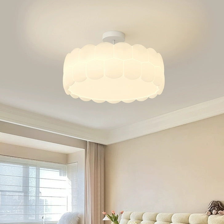 Minimalist Iron Wavy LED Ceiling Light — Large & Walnut Color / 220V-240V For UK/AU / Infinitely Dimmable