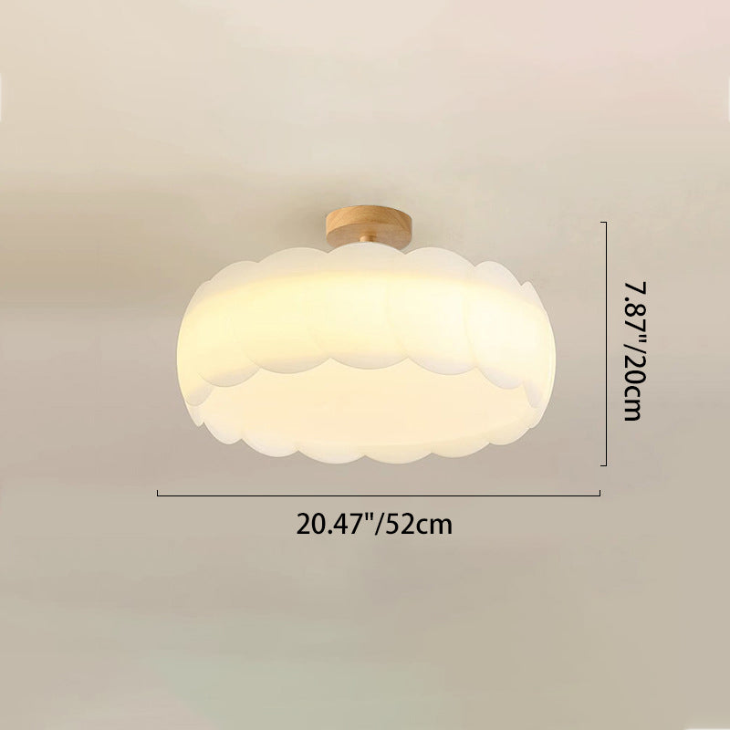 Minimalist Iron Wavy LED Ceiling Light — Small & Original Wood Color / 110V-120V For US/C / Infinitely Dimmable