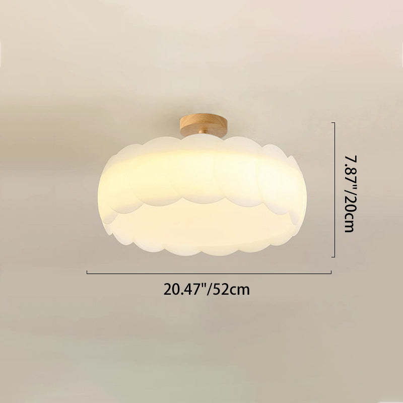 Minimalist Iron Wavy LED Ceiling Light — Small & Original Wood Color / 110V-120V For US/C / Infinitely Dimmable