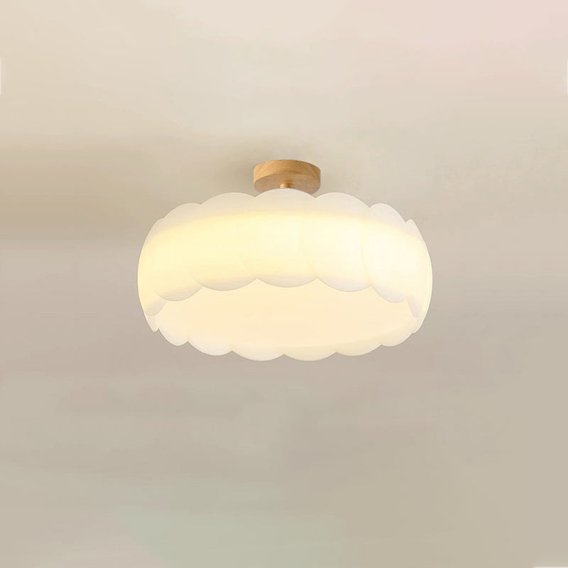 Minimalist Iron Wavy LED Ceiling Light — Large & Original Wood Color / 110V-120V For US/C / Infinitely Dimmable