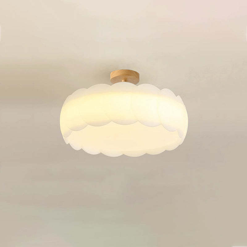 Minimalist Iron Wavy LED Ceiling Light — Large & Original Wood Color / 110V-120V For US/C / Infinitely Dimmable