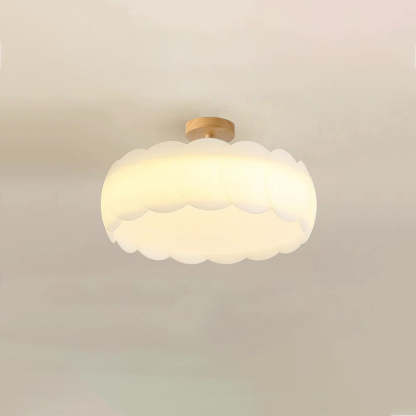 Minimalist Iron Wavy LED Ceiling Light — Large & Original Wood Color / 110V-120V For US/C / Infinitely Dimmable