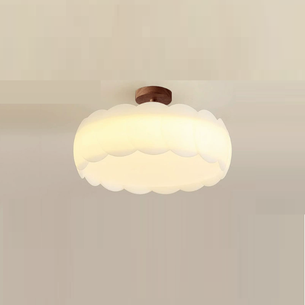 Minimalist Iron Wavy LED Ceiling Light — Large & Original Wood Color / 220V-240V For UK/AU / Infinitely Dimmable