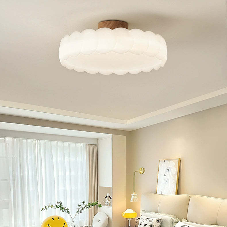 Minimalist Iron Wavy LED Ceiling Light — Small & Walnut Color / 110V-120V For US/C / Infinitely Dimmable