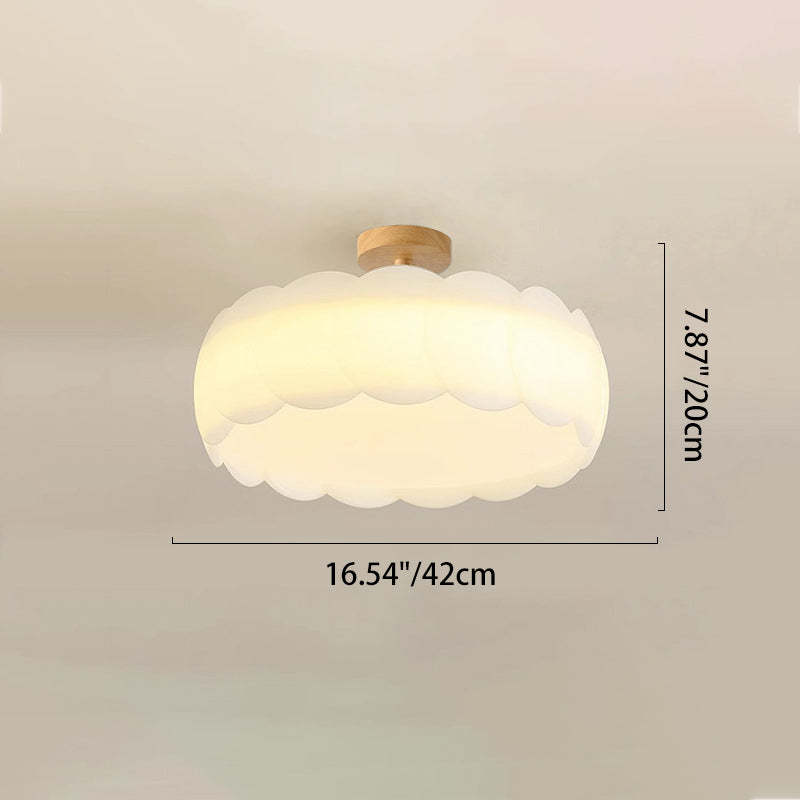 Minimalist Iron Wavy LED Ceiling Light — Small & Walnut Color / 220V-240V For UK/AU / Infinitely Dimmable