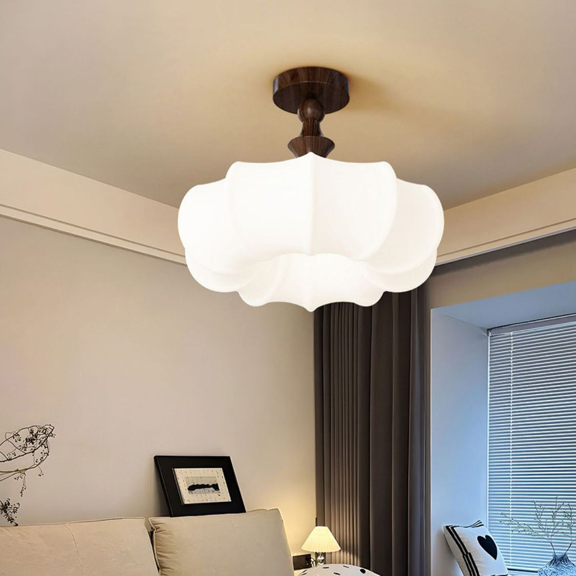 Chinese Acrylic Wood Pumpkin LED Ceiling Light