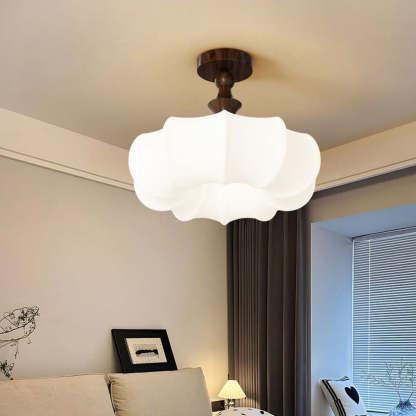 Chinese Acrylic Wood Pumpkin LED Ceiling Light — 110V-120V For US/C / Infinitely Dimmable
