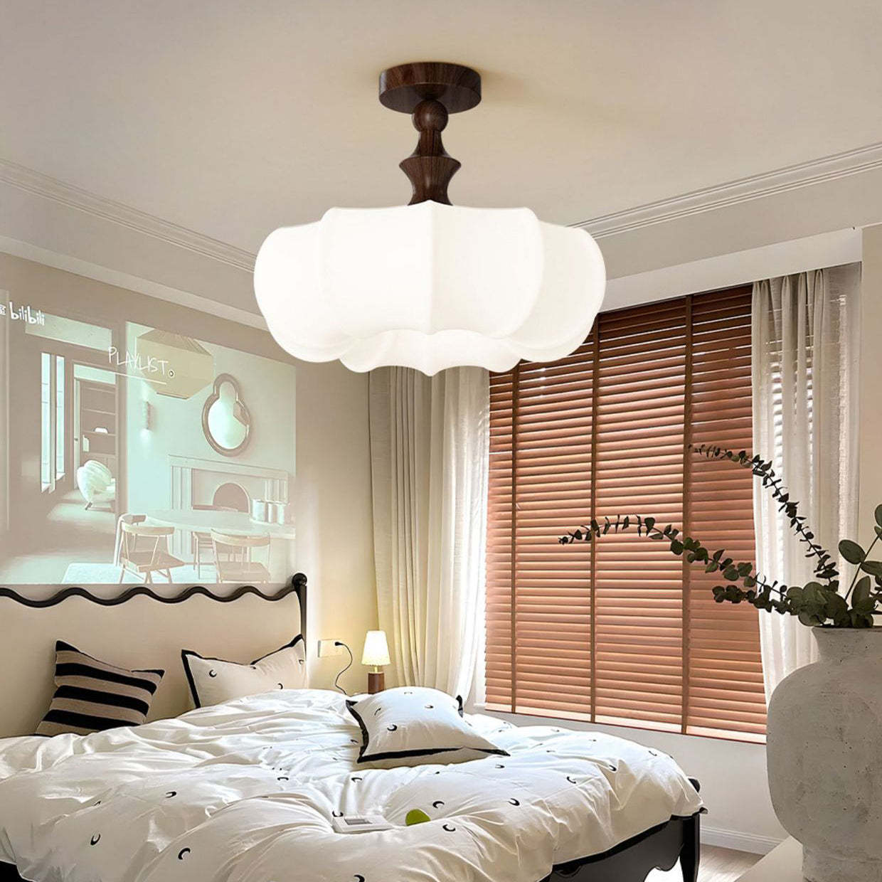 Chinese Acrylic Wood Pumpkin LED Ceiling Light