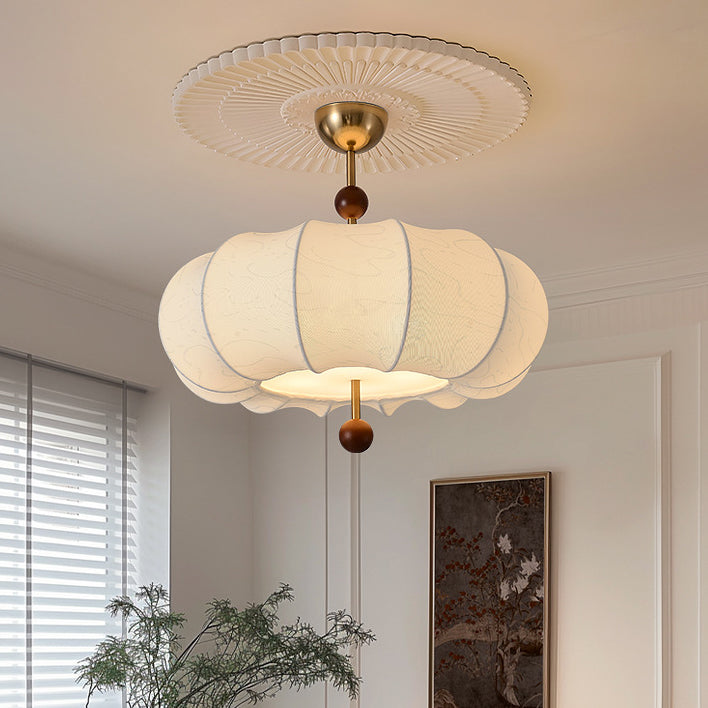 Chinese Solid Wood Pumpkin 4/5-Light Ceiling Light