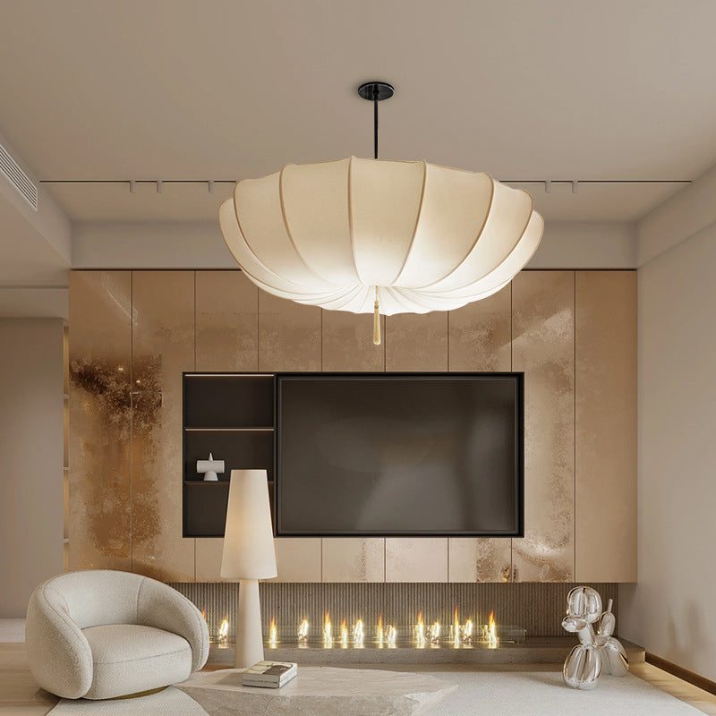 French Fabric Iron Pleated Tassel Chandelier
