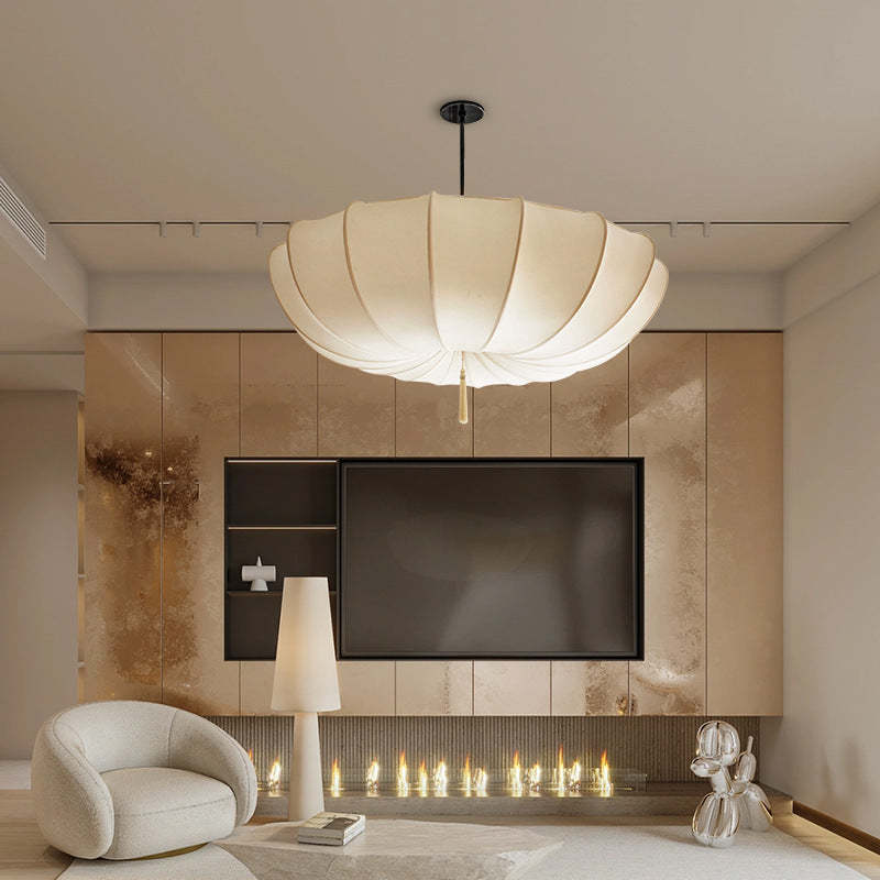 French Fabric Iron Pleated Tassel Chandelier