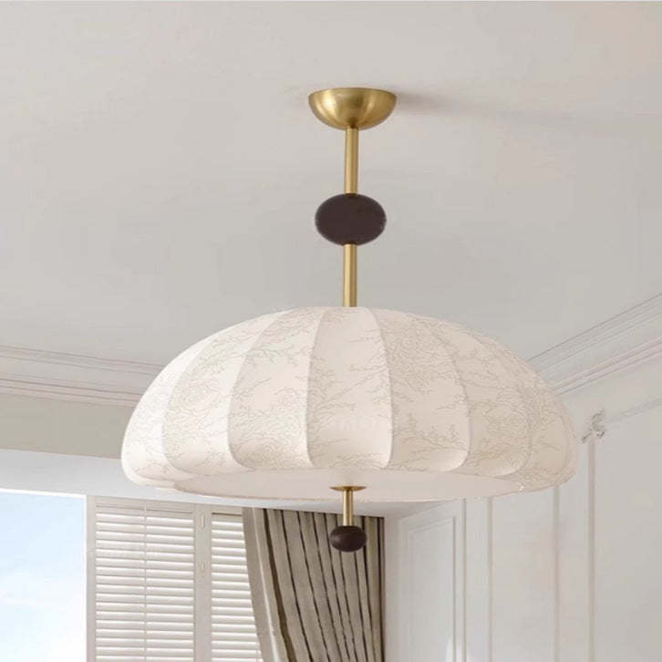 French Fabric Fan 3/5-Light Ceiling Light — 5 / Sand Nickel Color / 220V-240V For UK/AU