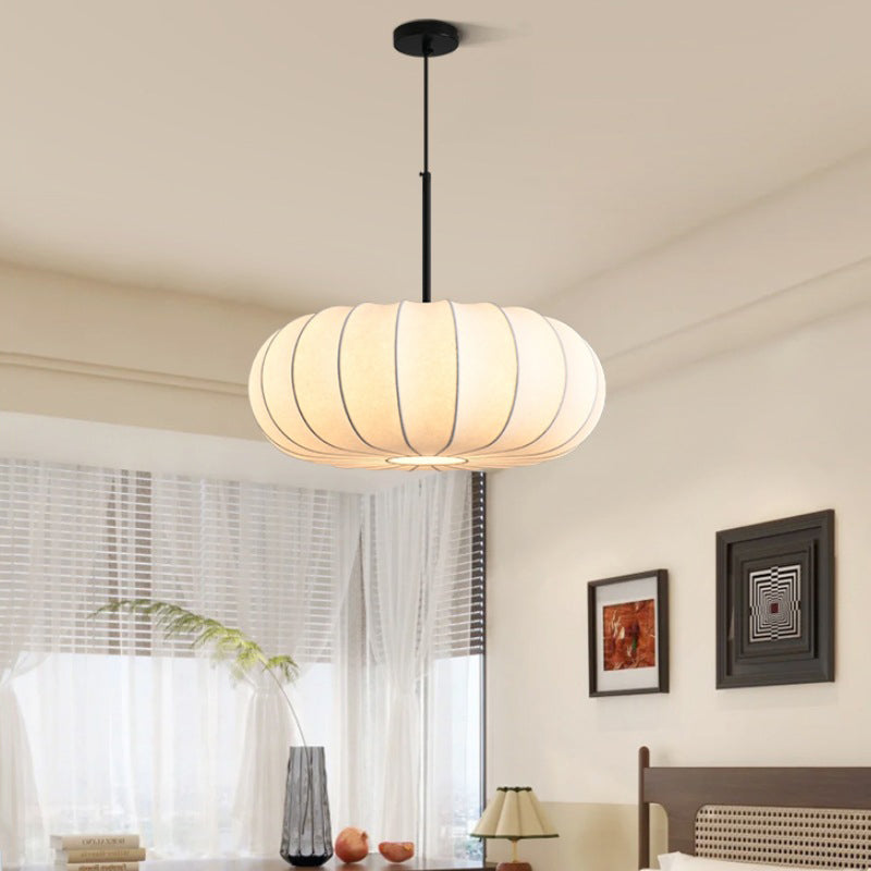 Japanese Faux Silk Iron Pumpkin Stripe Chandelier — Small / 110V-120V For US/CA