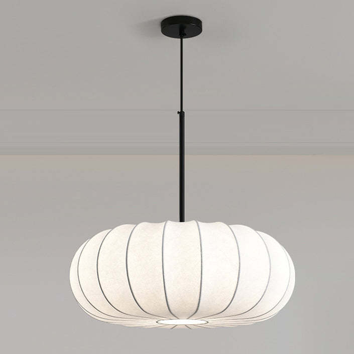 Japanese Faux Silk Iron Pumpkin Stripe Chandelier