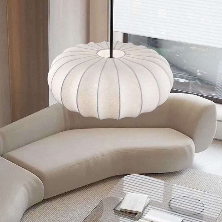 Japanese Faux Silk Iron Pumpkin Stripe Chandelier