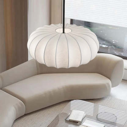 Japanese Faux Silk Iron Pumpkin Stripe Chandelier