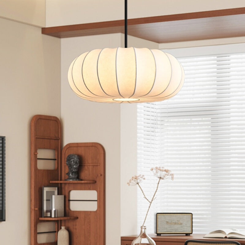 Japanese Faux Silk Iron Pumpkin Stripe Chandelier — Medium / 110V-120V For US/CA