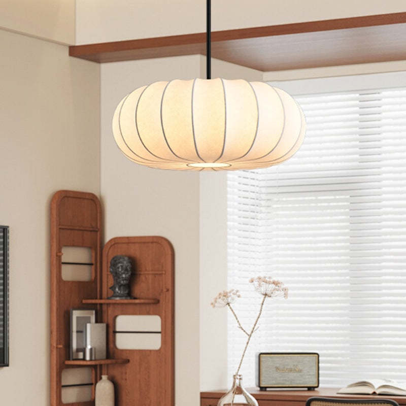Japanese Faux Silk Iron Pumpkin Stripe Chandelier — Medium / 110V-120V For US/CA