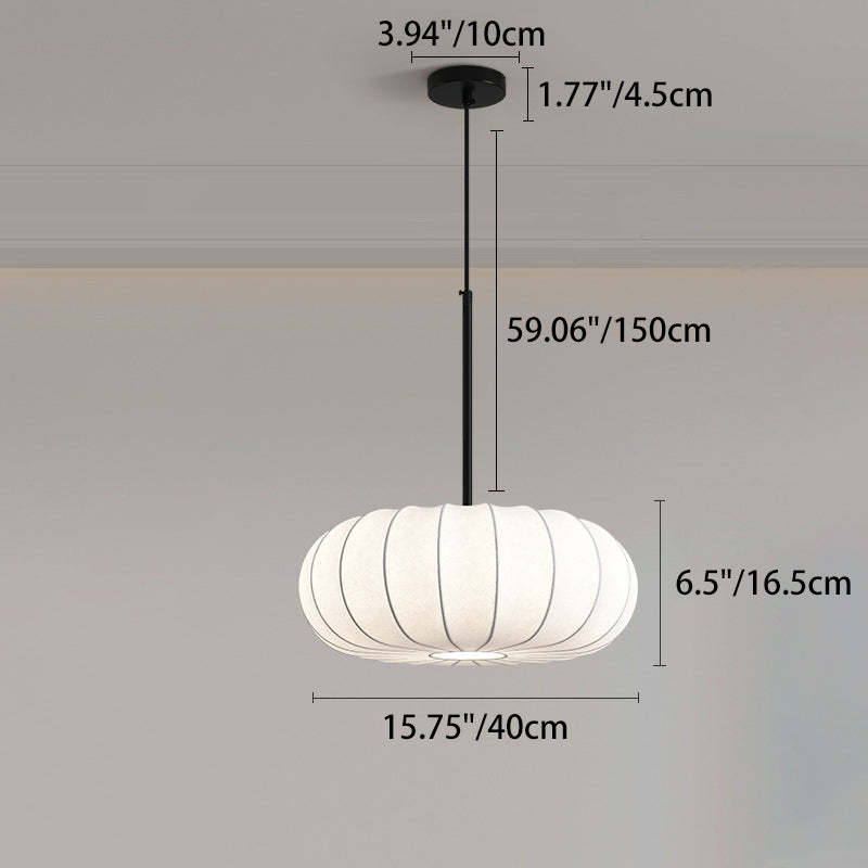 Japanese Faux Silk Iron Pumpkin Stripe Chandelier — Large / 110V-120V For US/CA
