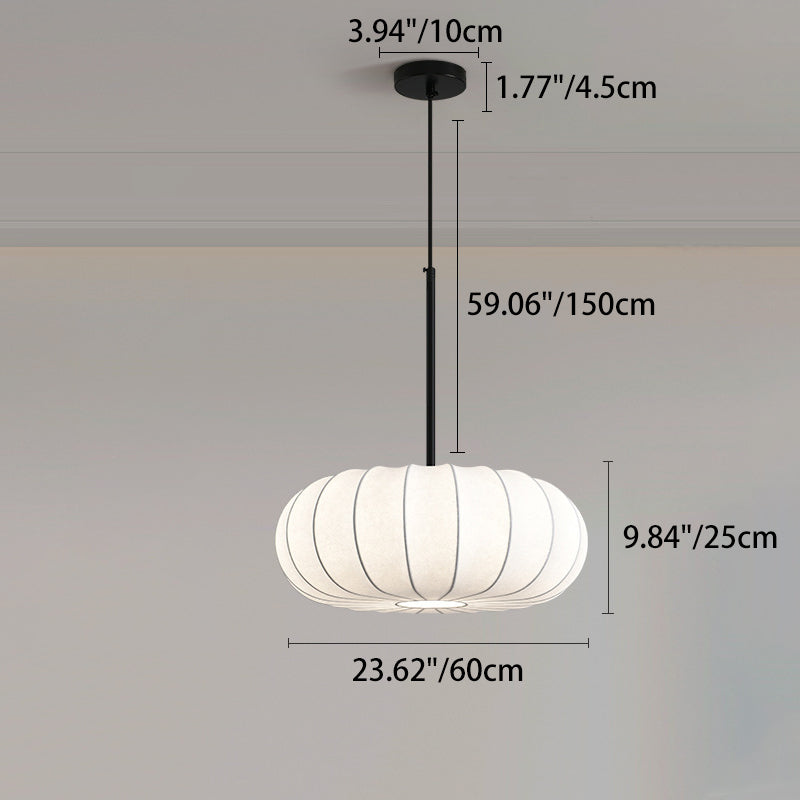 Japanese Faux Silk Iron Pumpkin Stripe Chandelier — Extra Large / 110V-120V For US/CA