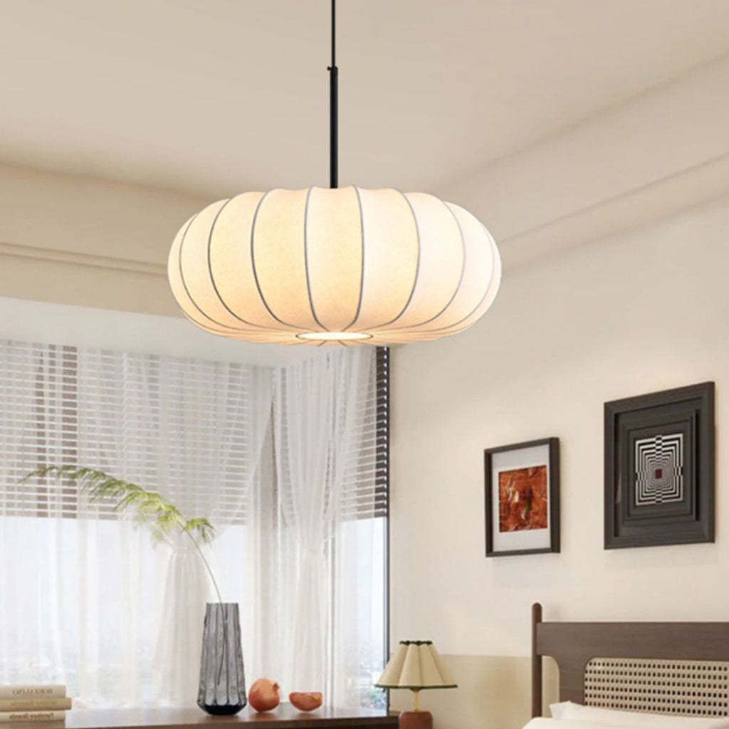 Japanese Faux Silk Iron Pumpkin Stripe Chandelier