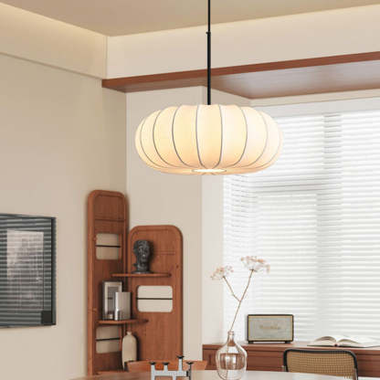 Japanese Faux Silk Iron Pumpkin Stripe Chandelier