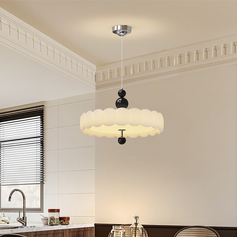 French Iron Cream Motion Globe LED Chandelier