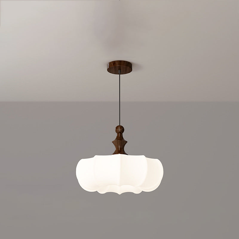Scandinavian Acrylic Wood Pumpkin LED Chandelier