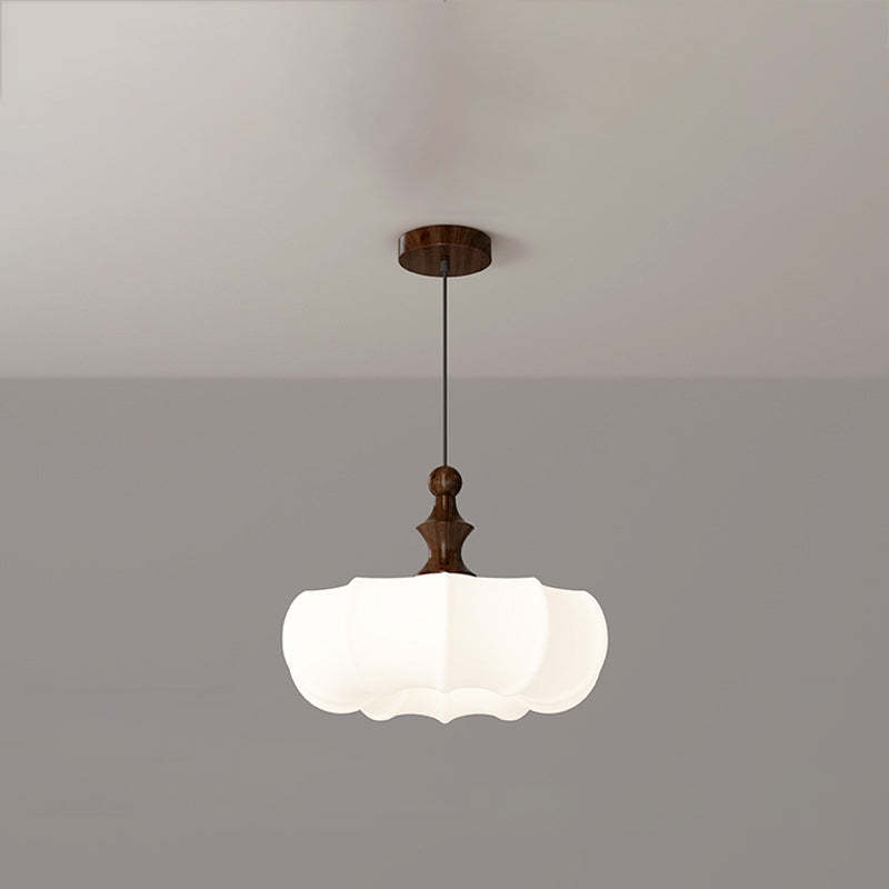 Scandinavian Acrylic Wood Pumpkin LED Chandelier