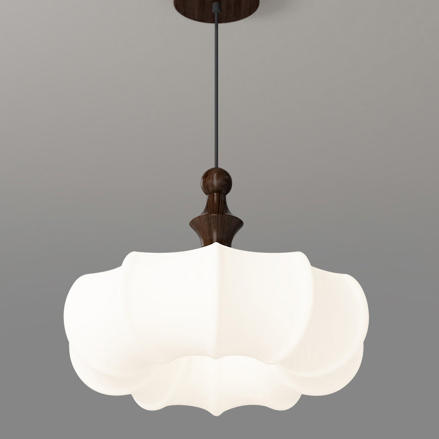 Scandinavian Acrylic Wood Pumpkin LED Chandelier