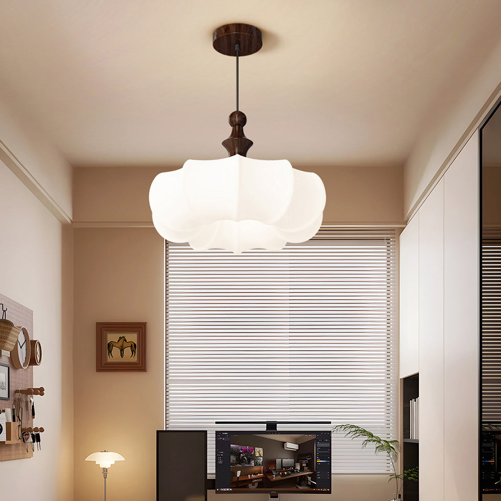 Scandinavian Acrylic Wood Pumpkin LED Chandelier